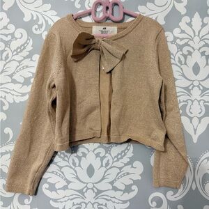 4/$25 • H&M Gold Glittery Bow‎ Cardigan